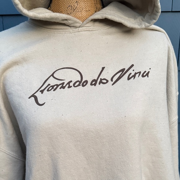 Leonardo Da Vinci Cream Hoodie XL sweatshirt - Picture 2 of 6